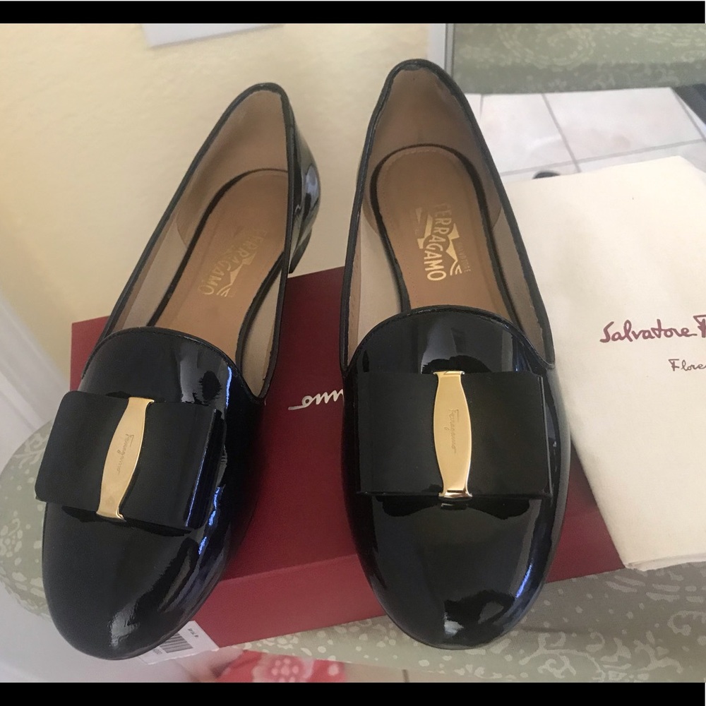 Salvatore Ferragamo patent leather black shoes